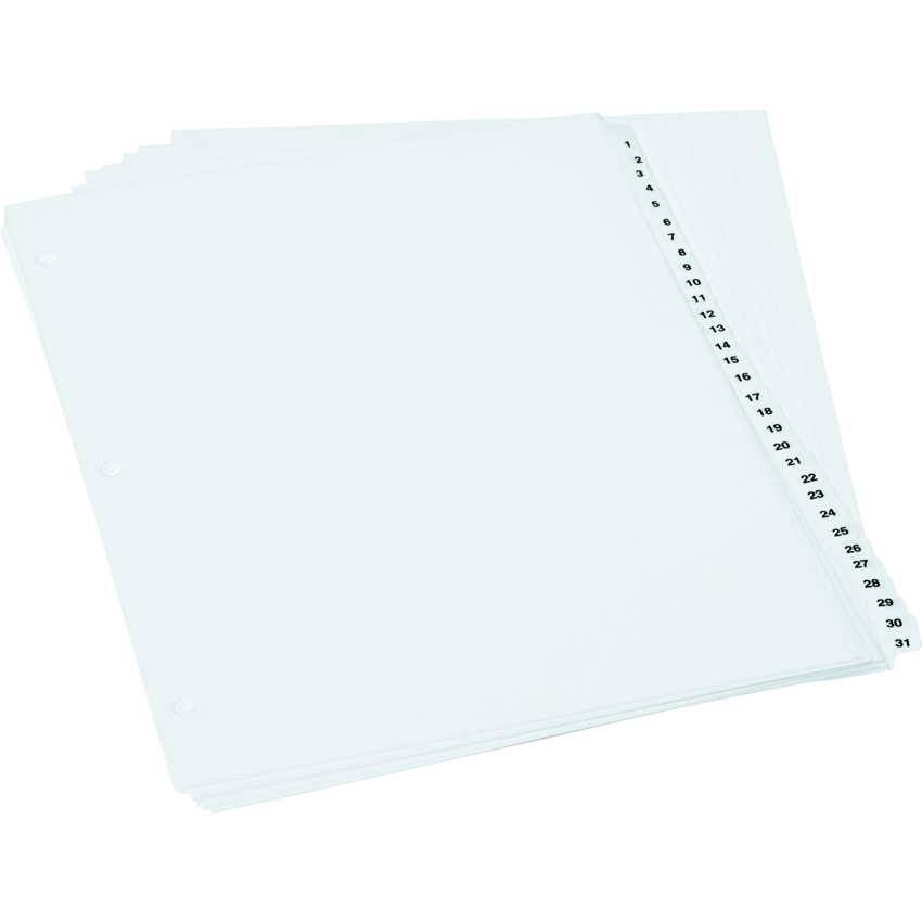 Oxford® Preprinted Poly Index Dividers 1-31 White