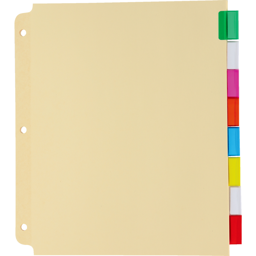 Oxford® Oversized Tab Insertable Index Dividers 8-Tabs Assorted Colours