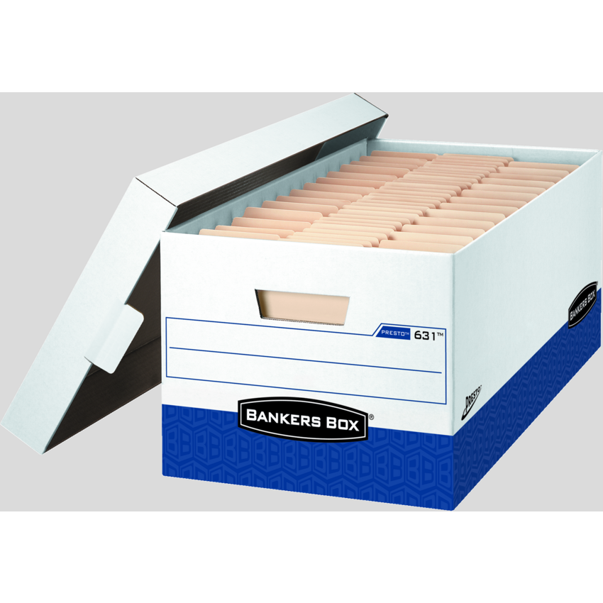 Bankers Box® PRESTO™ Storage Box Letter White/Blue