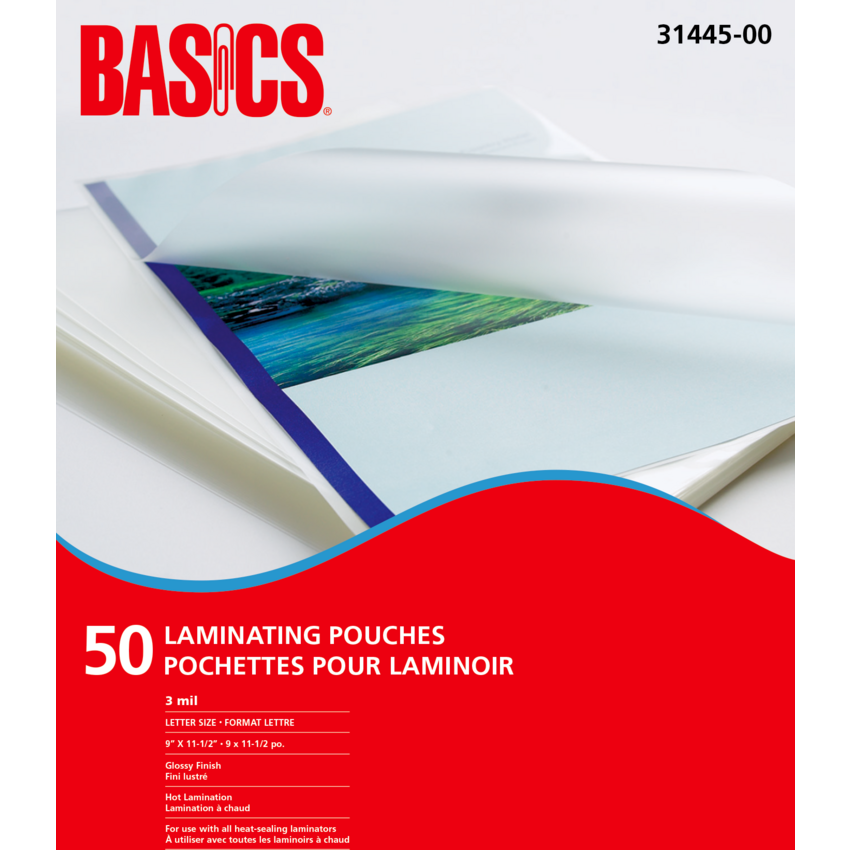 Basics® Laminating Pouches 3 mil 9" x 11-1/2" 50/pkg