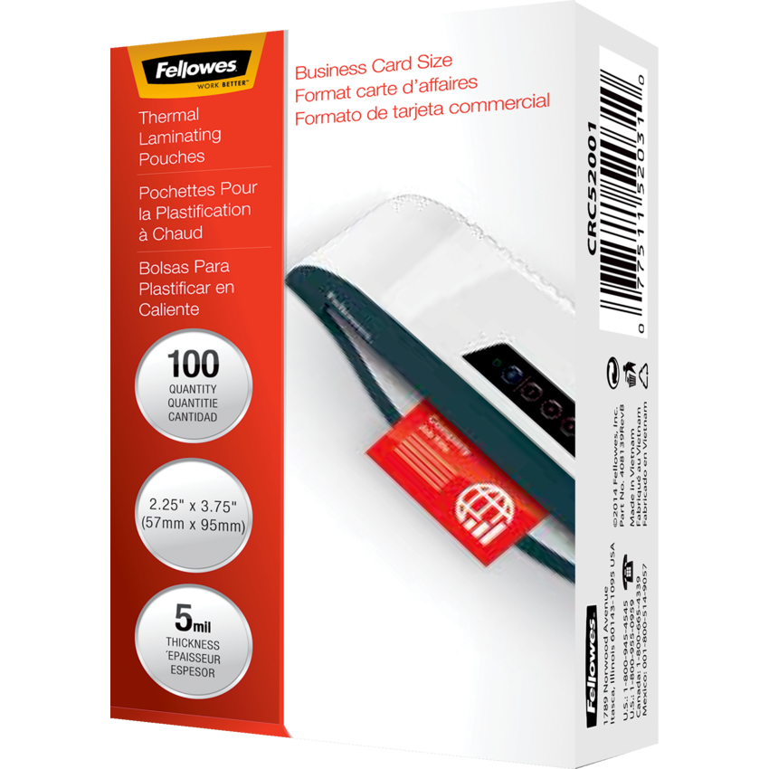 Fellowes® Laminating Pouches Business Card 100/pkg