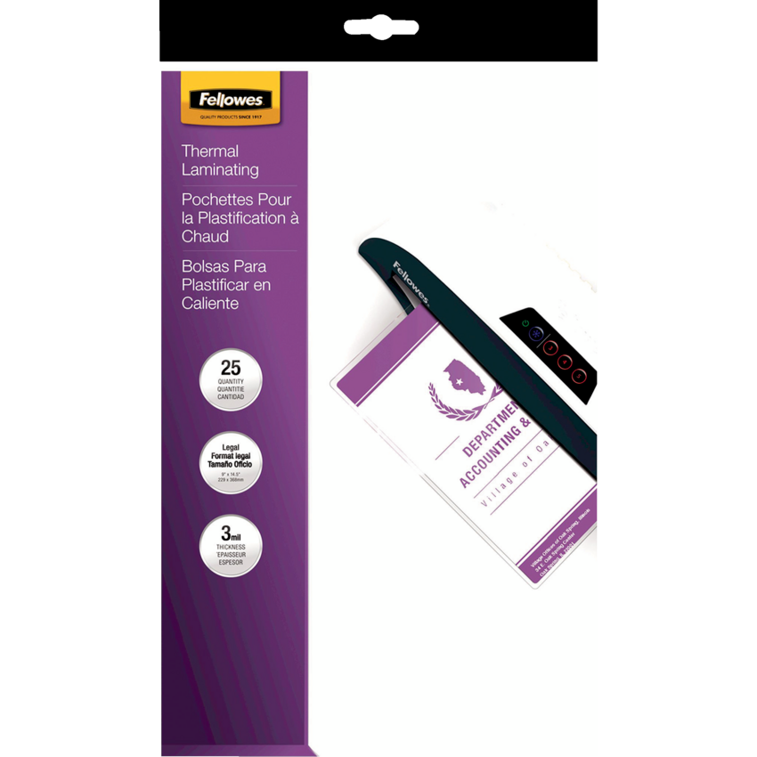 Fellowes® Laminating Pouches 3 mil Legal 25/pkg