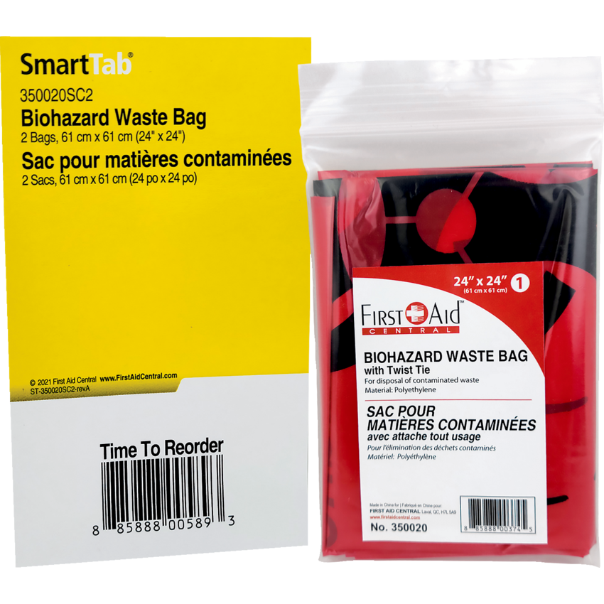 First Aid Central® SmartCompliance® Supplies Biohazard Waste Bag 24" x 24" 2/pkg