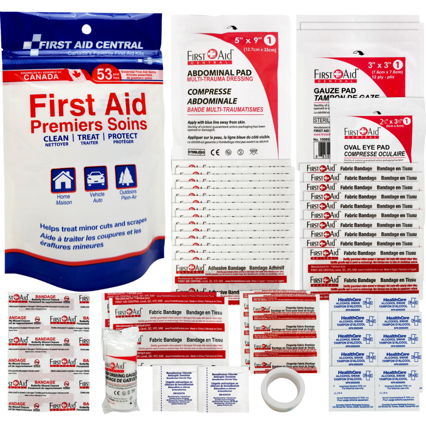 First Aid Central® Grab & Go First Aid Kit 53 pieces