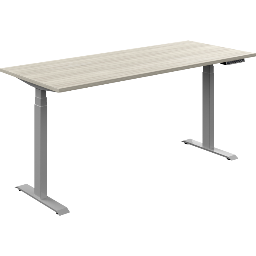 Offices to Go® Newland™ Electric Height Adjustable Table 3-stage 70"W x 29"D x 22-3/5"-48-1/5"H Tungsten Base Noce Grigio finish
