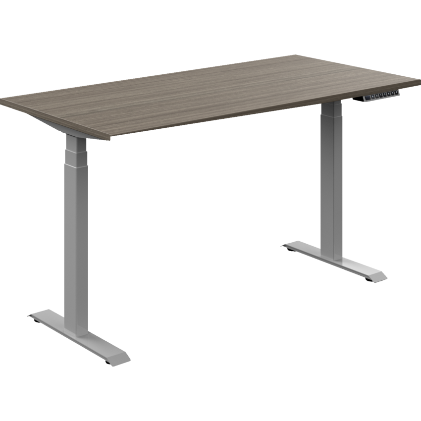 Offices to Go® Newland™ Electric Height Adjustable Table 3-stage 58"W x 29"D x 22-3/5"-48-1/5"H Tungsten Base Absolute Acajou finish