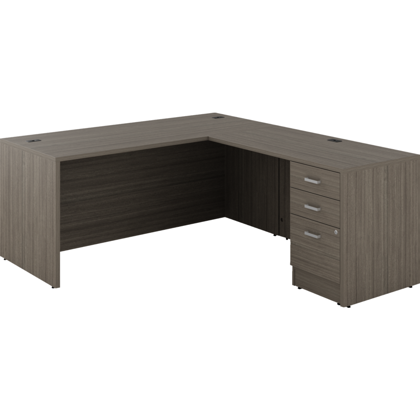 Offices to Go® Newland™ L-Shaped Desk 66"W x 78"D x 29-3/5"H Absolute Acajou finish