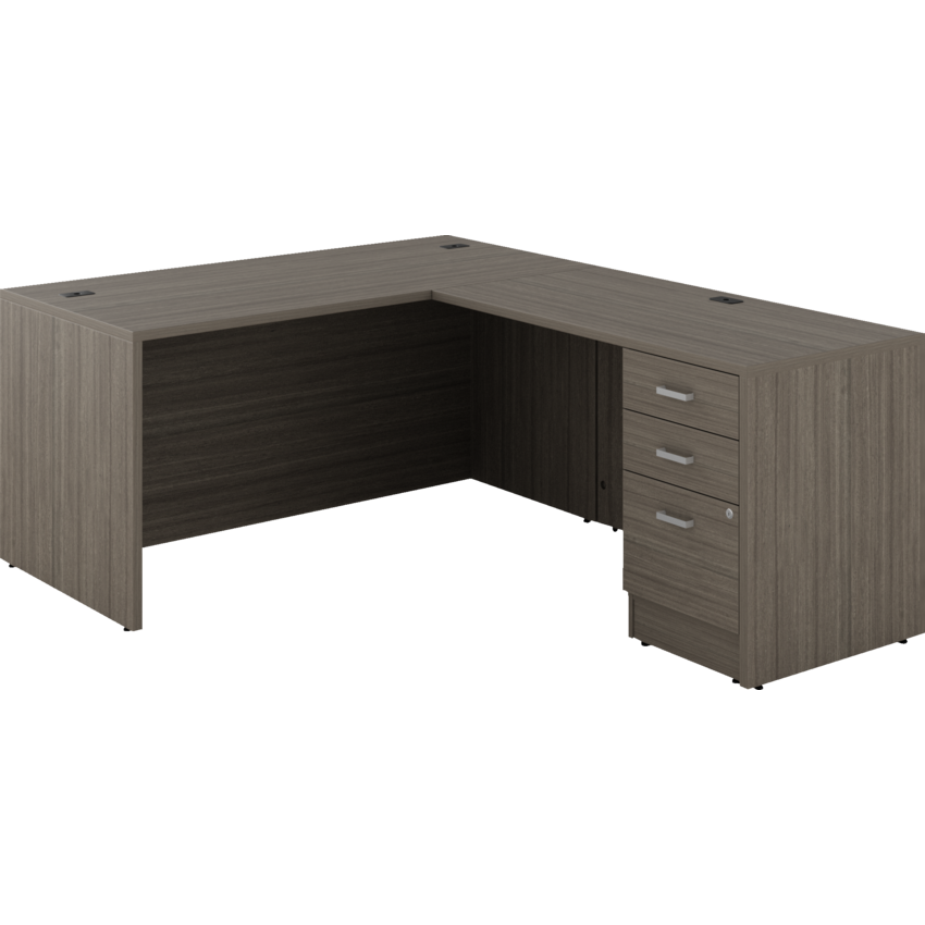 Offices to Go® Newland™ L-Shaped Desk with Pedestal 60"W x 78"D x 29-3/5"H Absolute Acajou finish