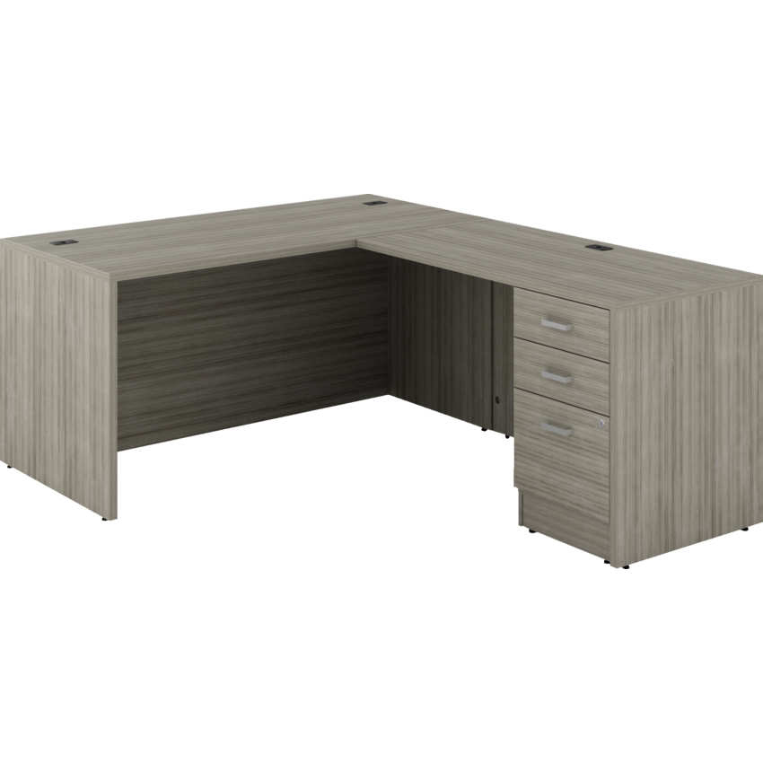Offices to Go® Newland™ L-Shaped Desk with Pedestal 60"W x 78"D x 29-3/5"H Noce Grigio finish