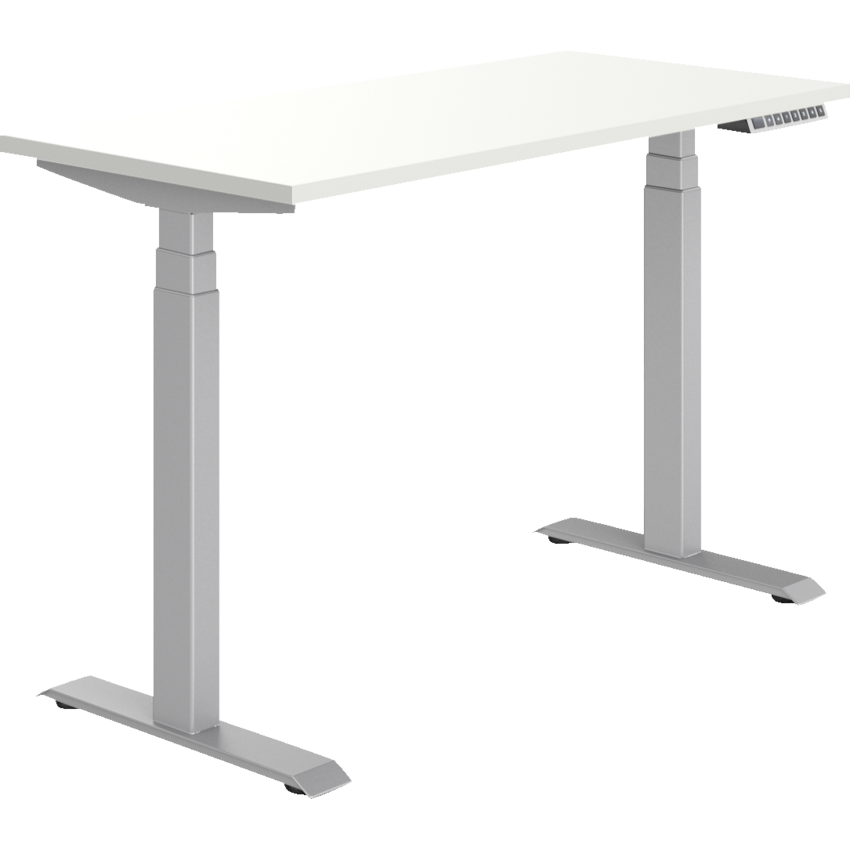 Offices to Go® Newland™ Electric Height Adjustable Table 3-stage 46"W x 23"D x 22-3/5"-48-1/5"H Designer White finish\Tungsten base