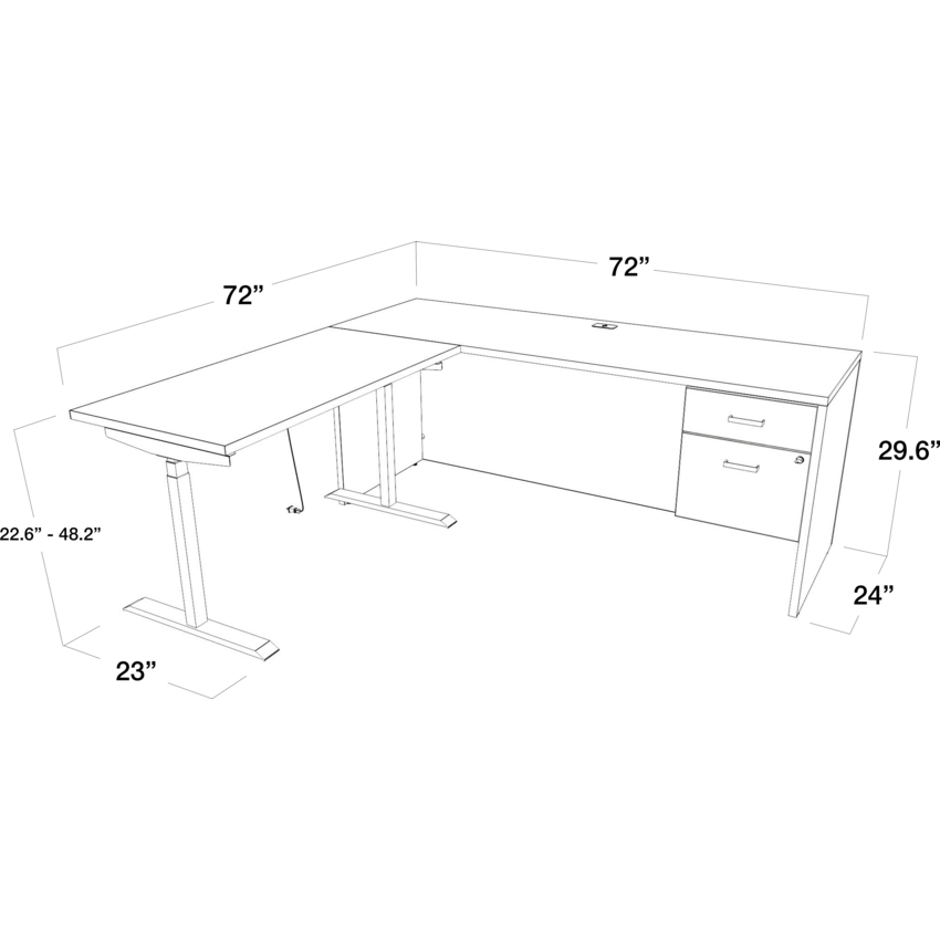 Offices to Go® Newland™ L-Shaped Suite with Height Adjustable Desk 98"W x 46"D x 29-3/5"H Noce Grigio finish