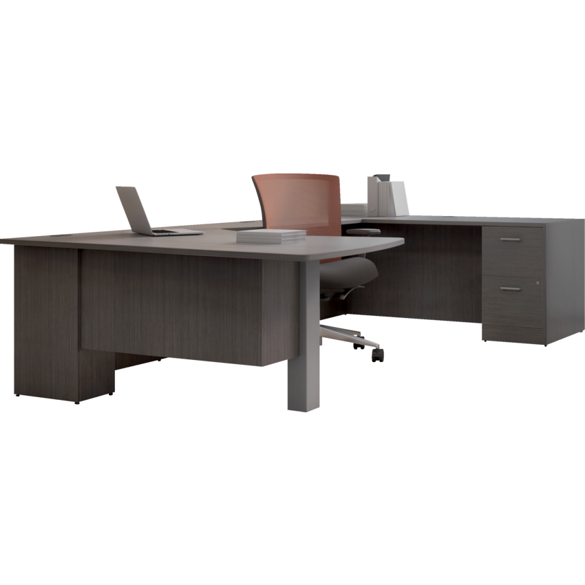 Global® Zira U-Grouping 72"W x 114"D x 30"H Absolute Acajou finish