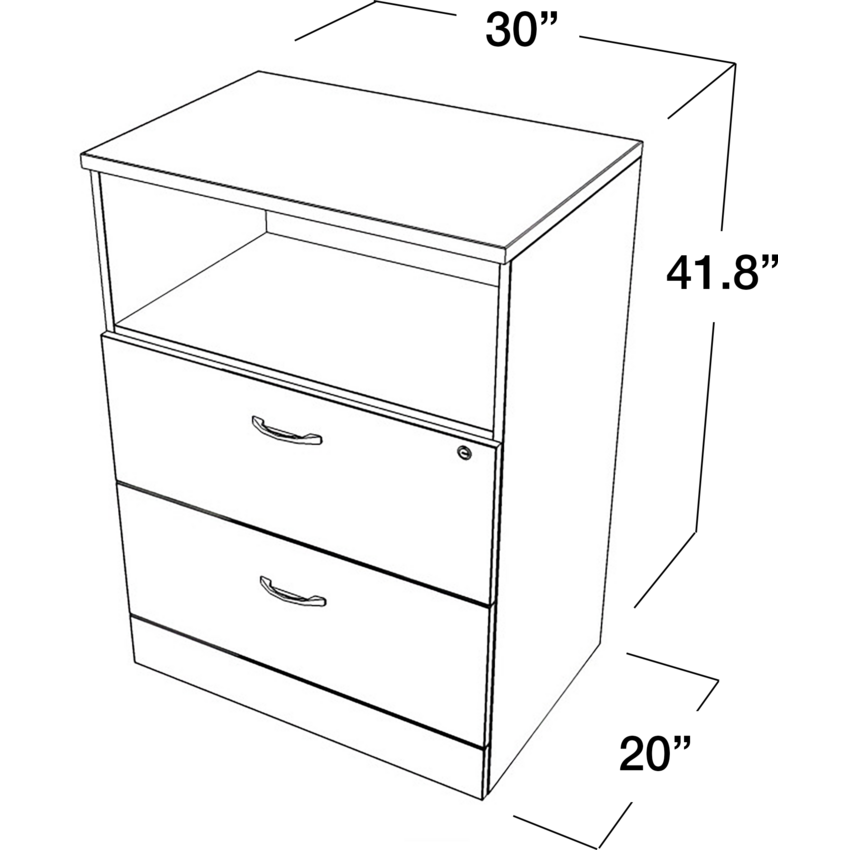 Global® Zira™ Reception Series File and Shelf Unit 30"W x 20"D x 41-4/5"H Absolute Acajou with Designer White Top