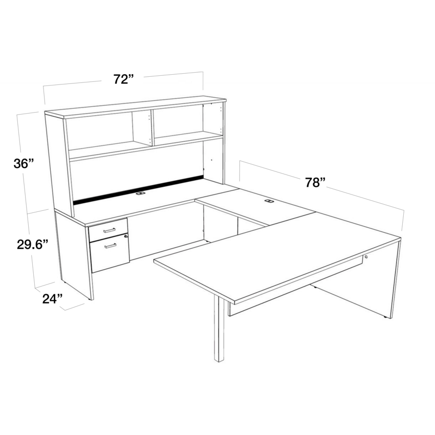 Offices To Go® Newland™ U-Shaped Suite 72"W x 102"D x 65-3/5"H Noce Grigio finish
