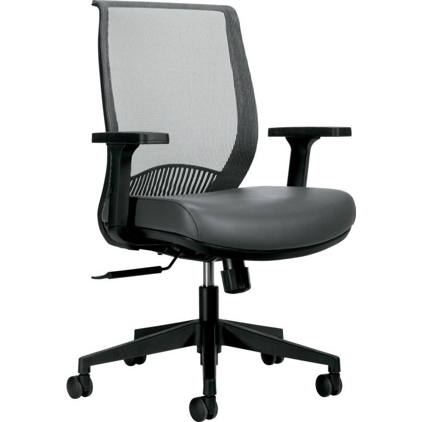 Offices to Go® Lumi Synchro-Tilter Chair Medium Back Vinyl Iron