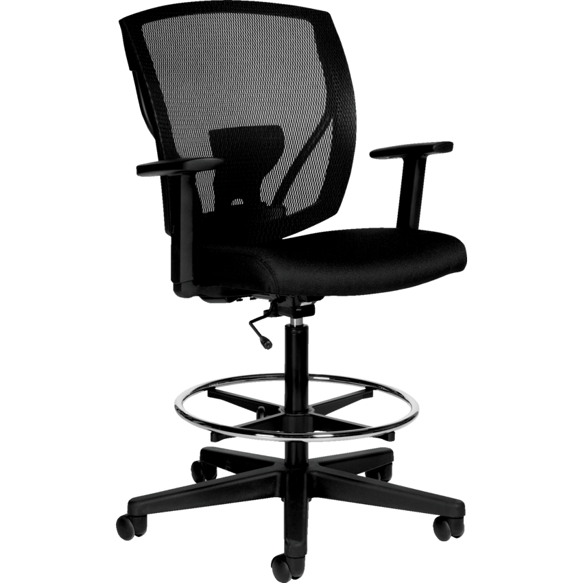 Offices to Go Ibex Drafting Task Stool Mesh Back and Upholstered Seat Jenny Black