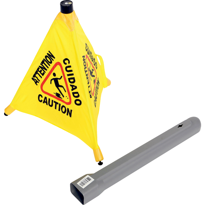 Globe™ Pop-Up Safety Cone With Storage Tube 19-1/2" Trilingual Yellow/Black
