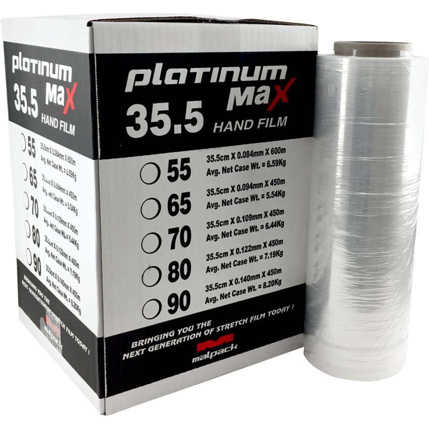 Platinum Max Hand Film 80G 14"W x 1,476'L Clear 4 rolls/case