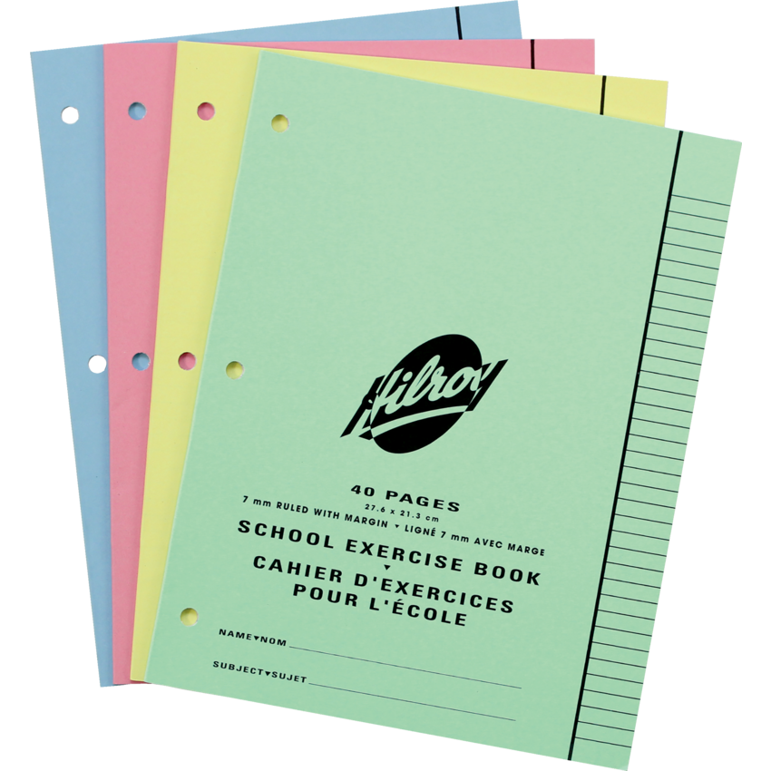 Hilroy Exercise Book Ruled 10-7/8x8-3/8" 40 pages Assorted Colours