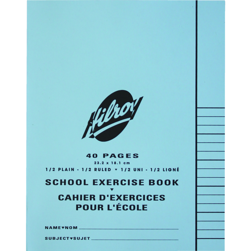 Hilroy Exercise Book 1/2 Plain, 1/2 Ruled 9-1/8" x 7-1/8" 40 pages