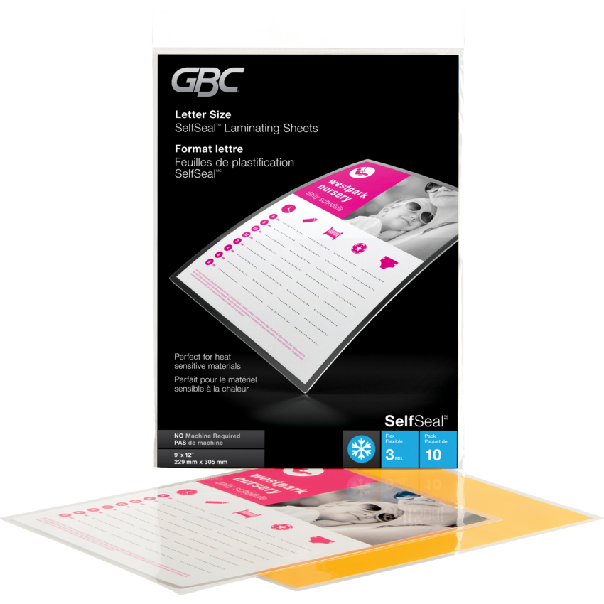 GBC® SelfSeal™ Laminating Pouches Letter 10/pkg
