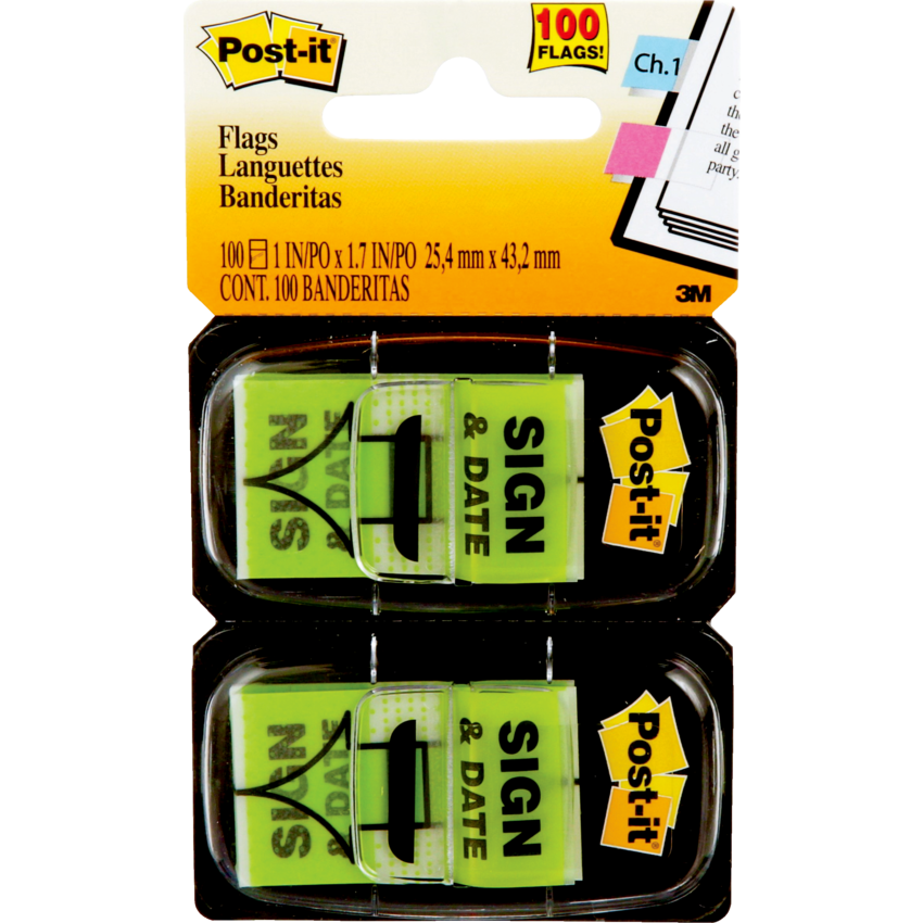 Post-it® Printed Flags 1” x 1-11/16” 50 flags per dispenser 2/pkg