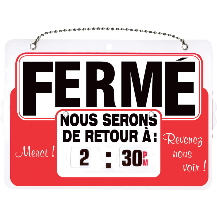 Headline® Open/Close Sign Clock with Chain French