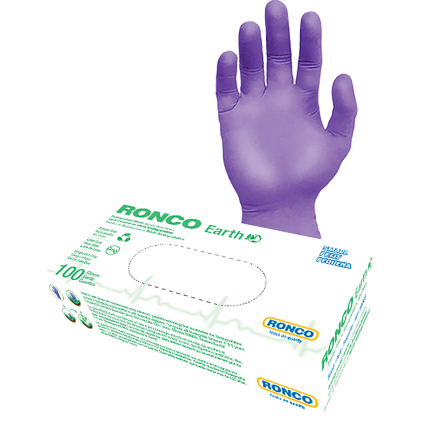 RONCO Earth Biodegradable Nitrile Examination Gloves Medium Violet 100/box