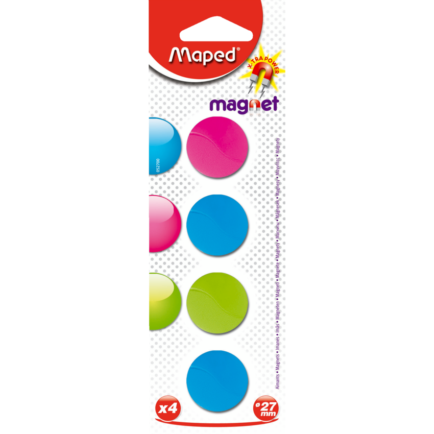 Maped® Magnets Round 1-1/16" Assorted Colours 4/pkg
