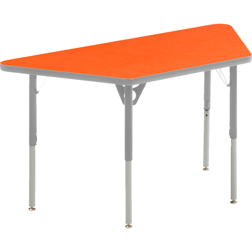 Mitybilt Aktivity Collaborative Learning Trapezoid Tables 36" x 72" Tangerine/Silver