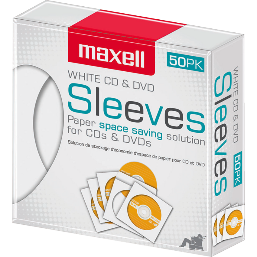Maxell CD/DVD Sleeves White 50/pkg