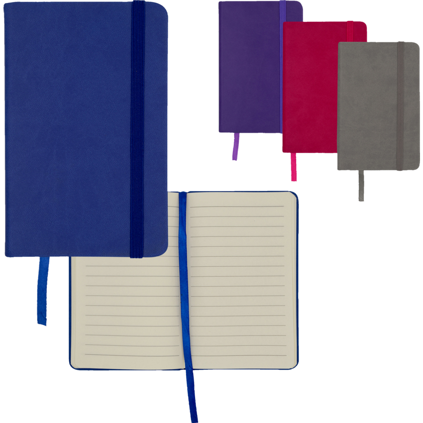 Merangue PU Notebooks with Bungee Strap 5-3/4" x 3-1/2" Assorted Colours