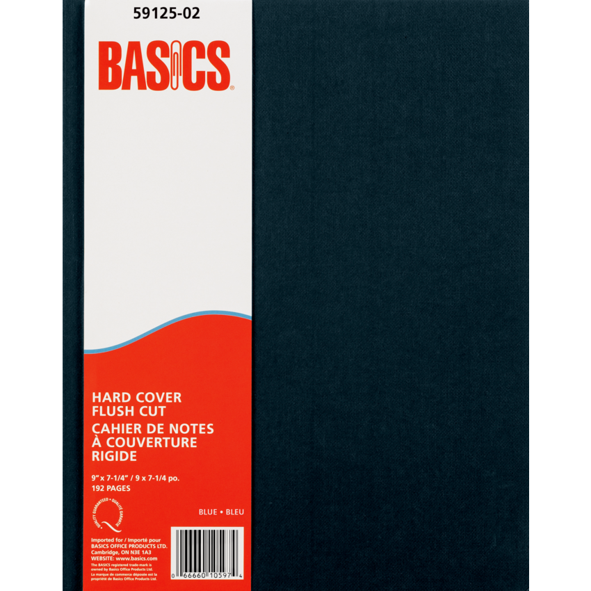 Basics® Hard Cover Flush-Cut Notebook 9" x 7-1/4" 192 pages Blue