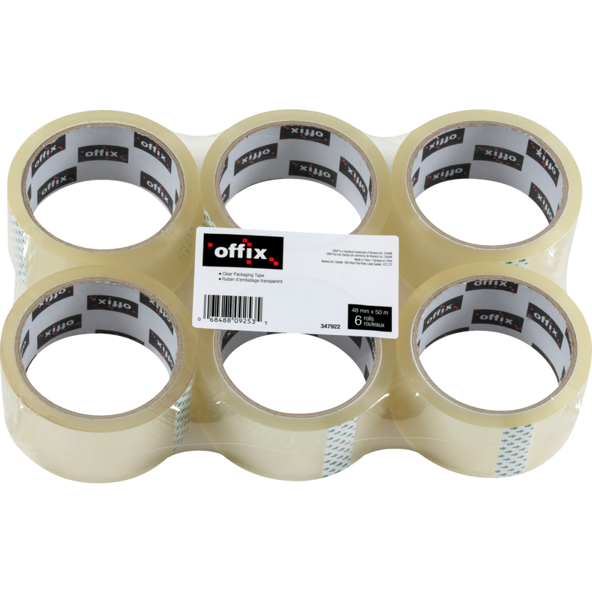 Offix® Packaging Tape 48 mm x 50 m Clear 6/pkg