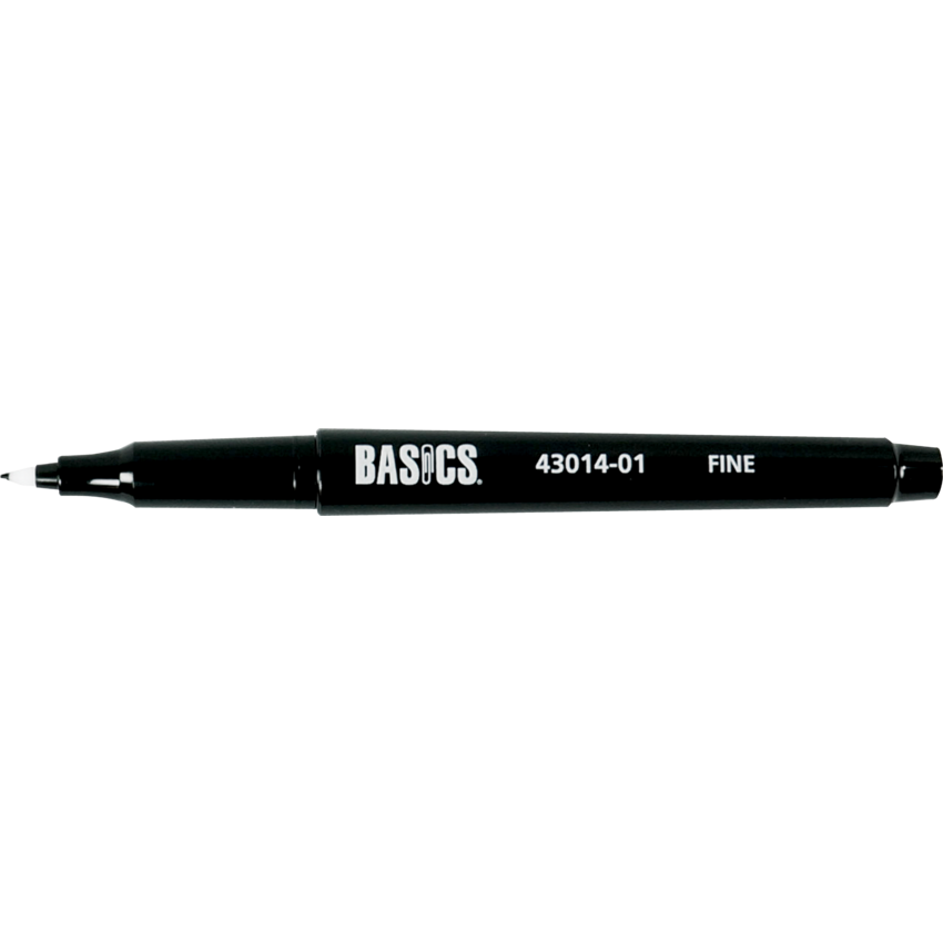 Basics® Nylon Tip Markers Fine Tip Black 12/box
