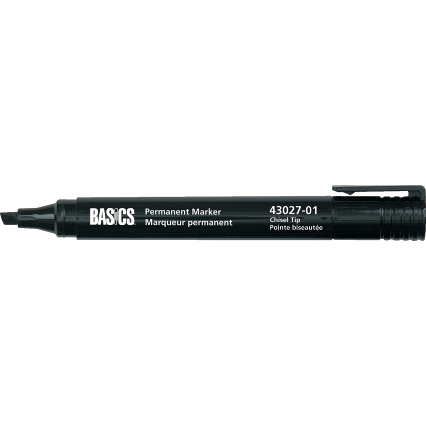 Basics® Permanent Markers Chisel Tip Black 10/box