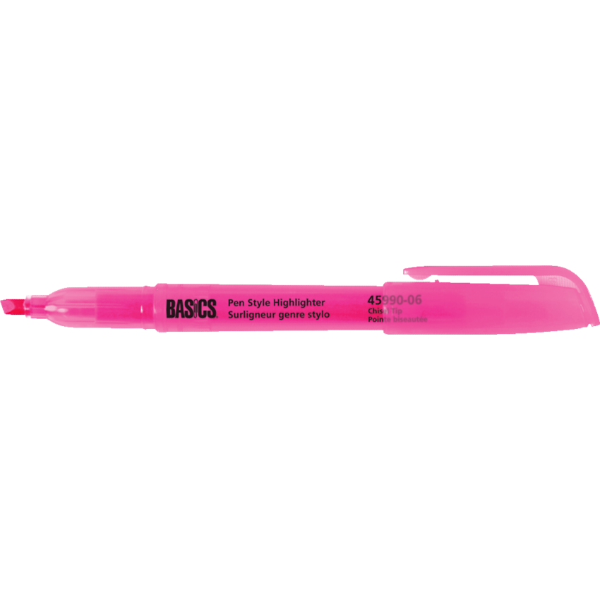Basics® Pen Style Highlighters Pink 12/box