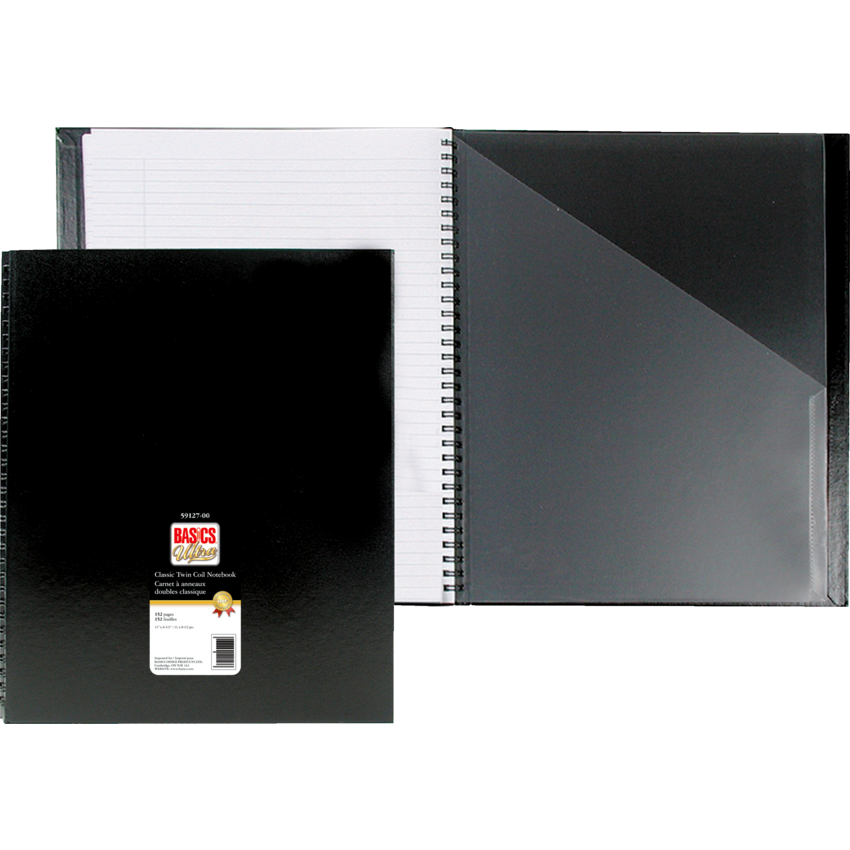 Basics® Classic Coil Notebook 11" x 8-1/2" 152 pages Black