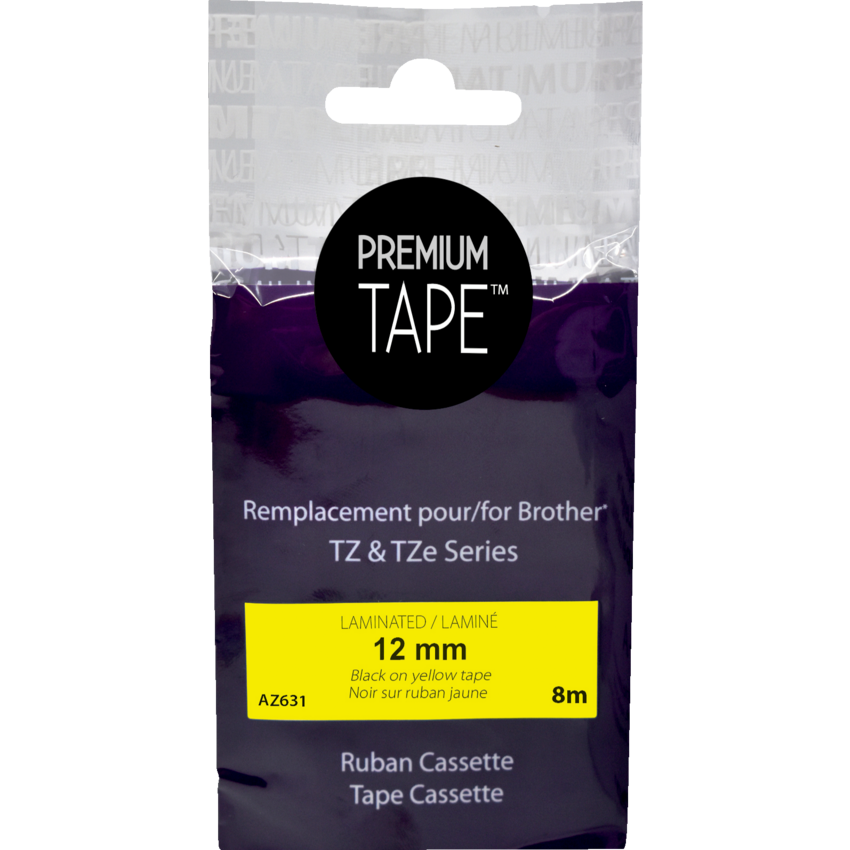 Premium Tape™ Compatible Replacement Tape TZ651 1/2" x 26' Black on Yellow