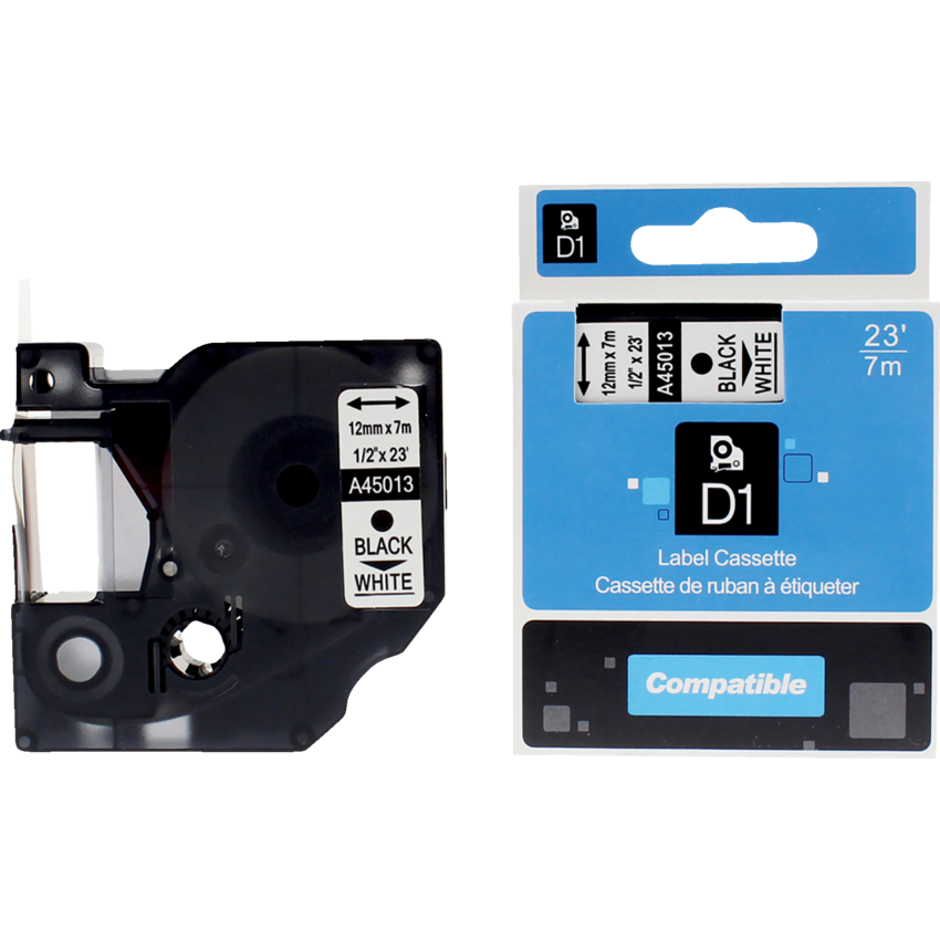 Premium Tape™ Compatible Replacement Tape Dymo A45013 1/2" x 23' Black on White