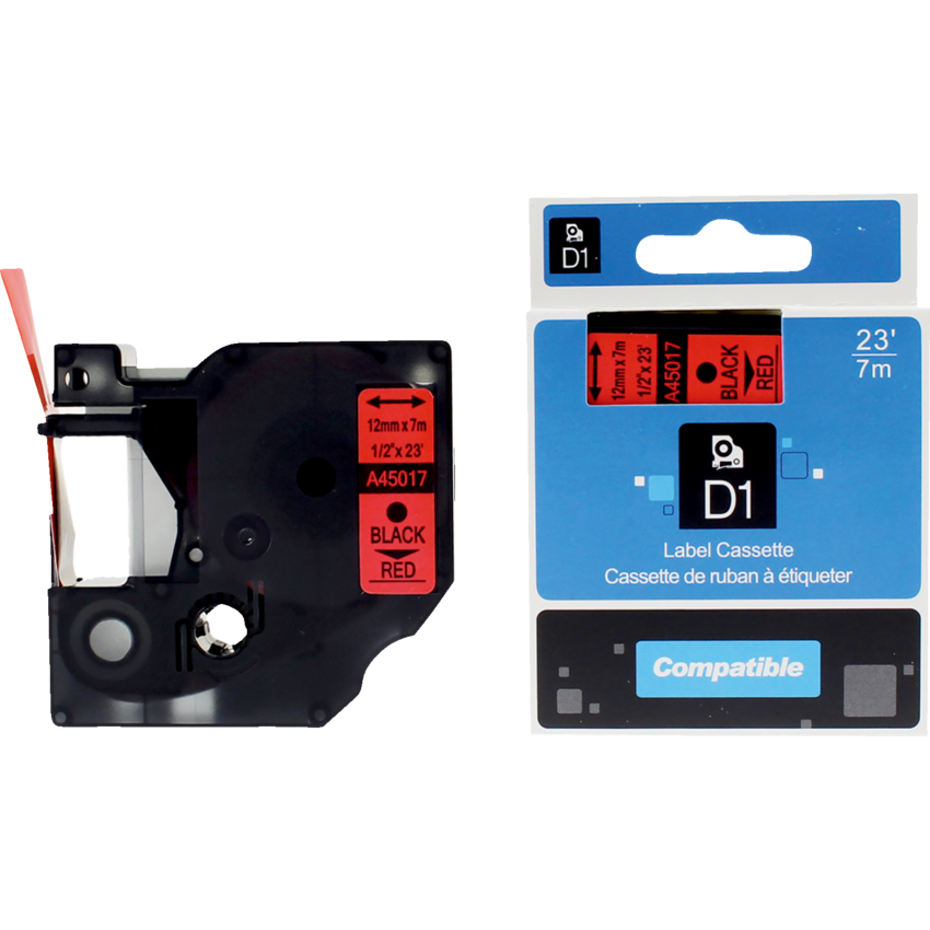 Premium Tape™ Compatible Replacement Tape Dymo A45017 1/2" x 23' Black on Red