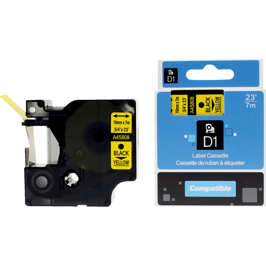 Premium Tape™ Compatible Replacement Tape Dymo A45808 3/4" x 23' Black on Yellow
