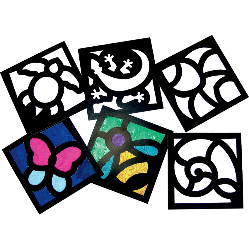 Roylco Stained Glass Frames Assorted Designs 6" x 6" 24/pkg