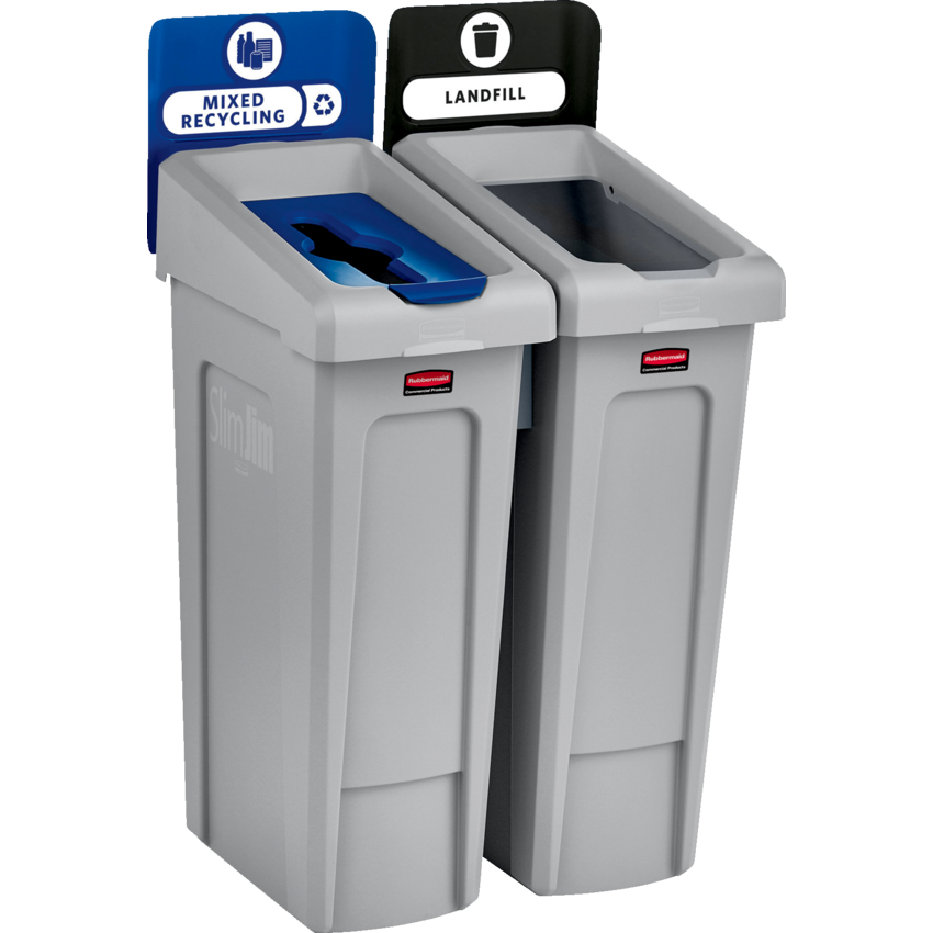 Rubbermaid® Slim Jim® 2 Stream Recycling Station Landfill/Mixed Recycling