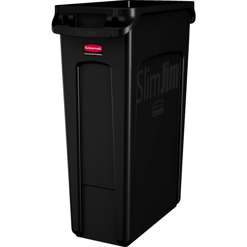Rubbermaid® Slim Jim® Waste Container with Vented Channels 87 L Black