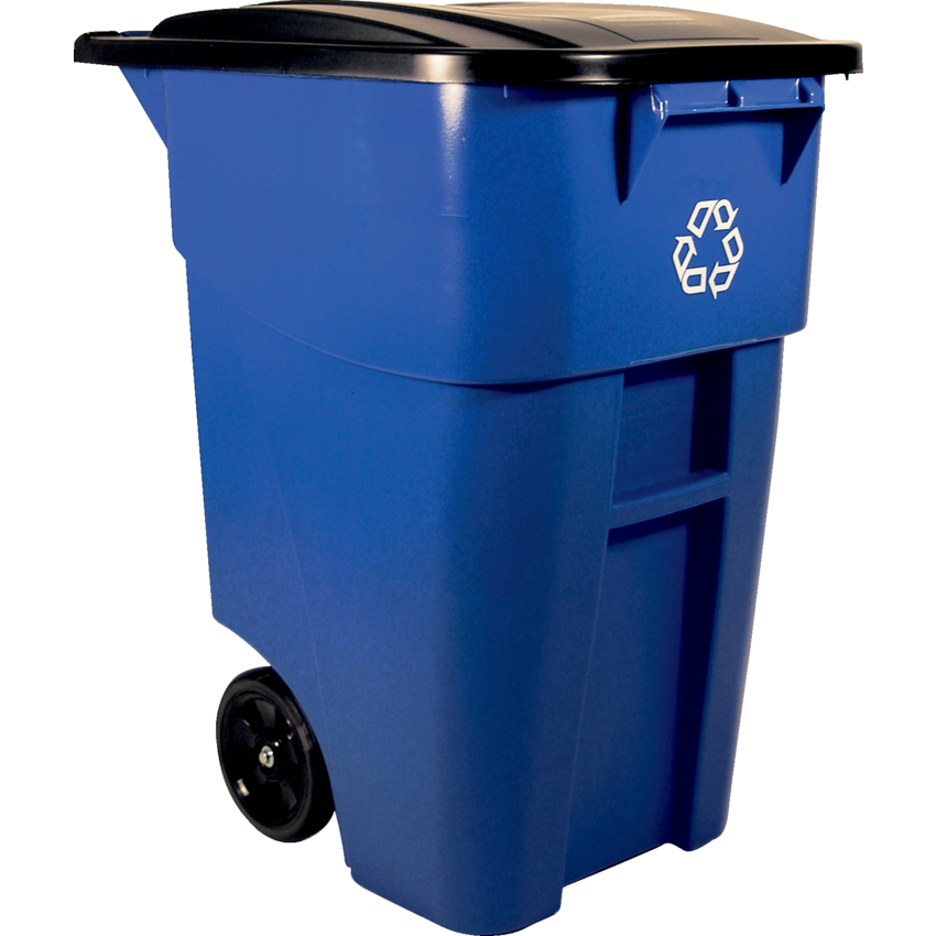 Rubbermaid® BRUTE® Rollout Recycling Container with Lid 189.3 L Blue