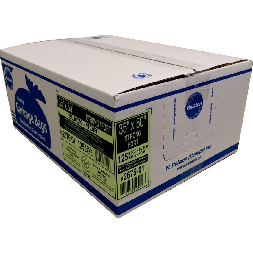Ralston 2600 Series EcoLogo™ Industrial Garbage Bags Strong 35" x 50" 125/ctn