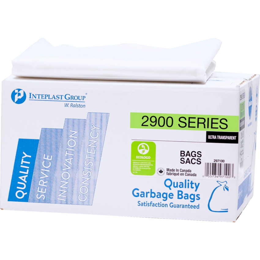 Ralston 2900 Series EcoLogo™ Industrial Garbage Bags Strong 26" x 36" Clear 200/box