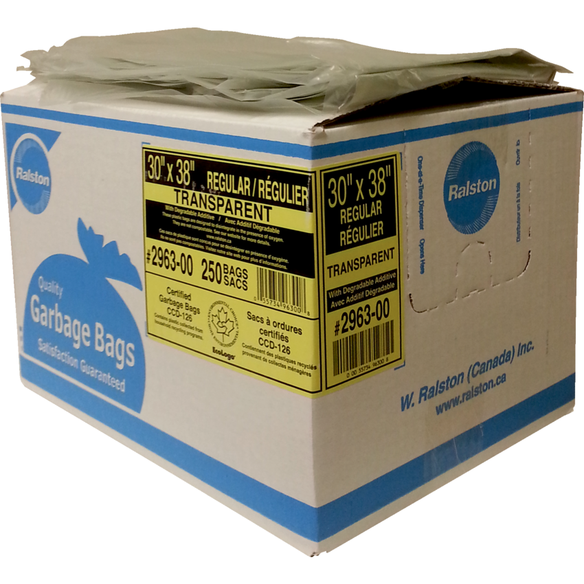 Ralston 2900 Series EcoLogo™ Industrial Garbage Bags Regular 30" x 38" Transparent 250/ctn
