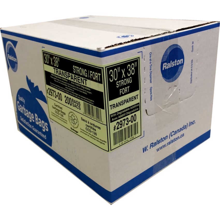Ralston 2900 Series EcoLogo™ Industrial Garbage Bags Strong 30" x 38" Clear 200/ctn